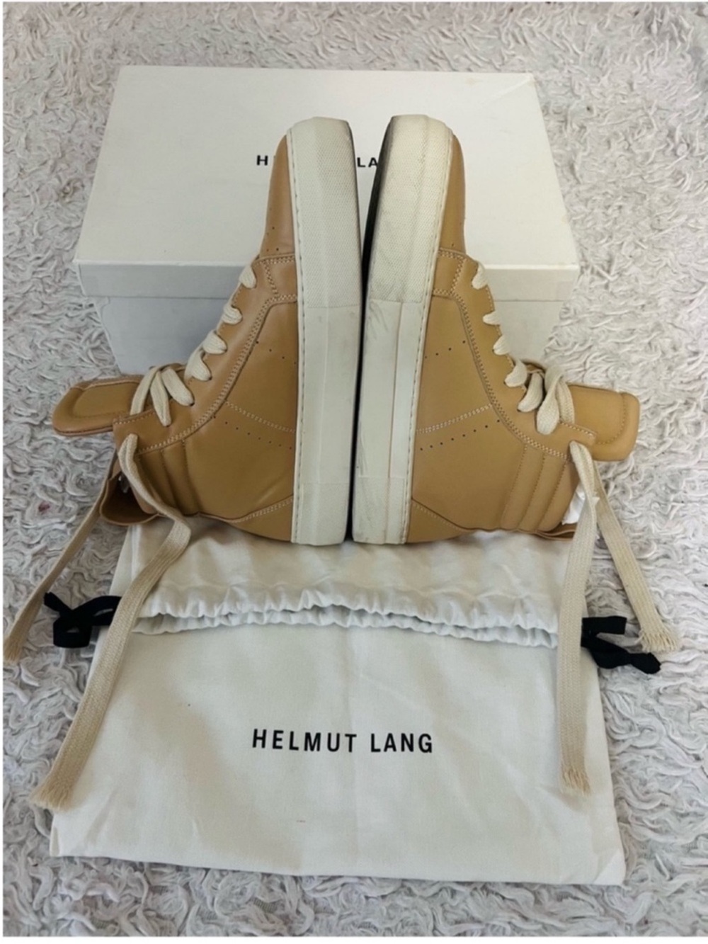 Helmut Lang Cow Leather High-Top Sneakers W Original Box & Dust Bag - Picture 7 of 11